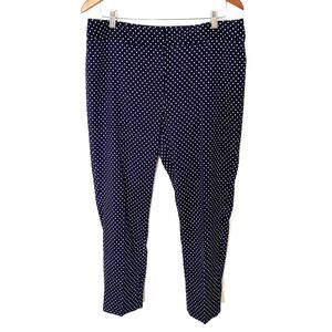 Vintage Jones Studio Navy White Polka Dot Tapered Lightweight Dress Pants Sz 10